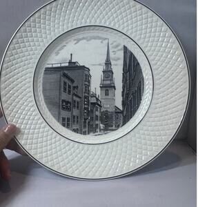 vintage Copeland Spode plate  "Old North Church" in Boston, "Mansard" pattern.